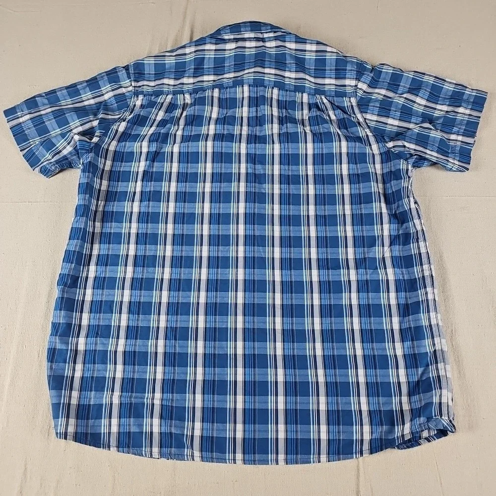 The North Face Millstone Mens L‎ Blue Plaid Shirt Zip Pocket Fishing Hiking ARNF